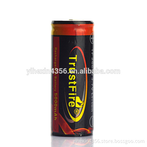 lithium/li-ion battery 26650 5000mAh 3.7V rechargeable battery High Drain battery